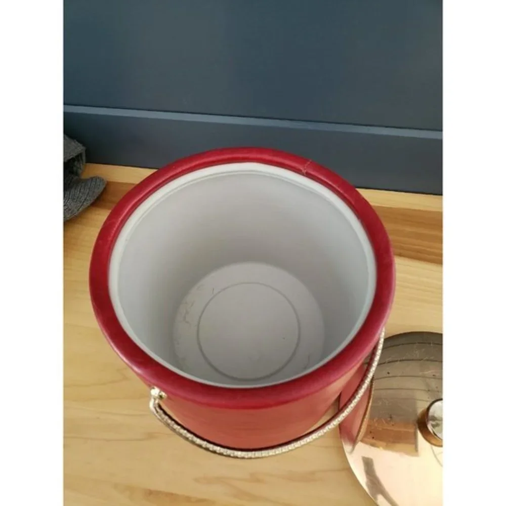 80s Red and Gold Faux‎ Leather Ice Bucket